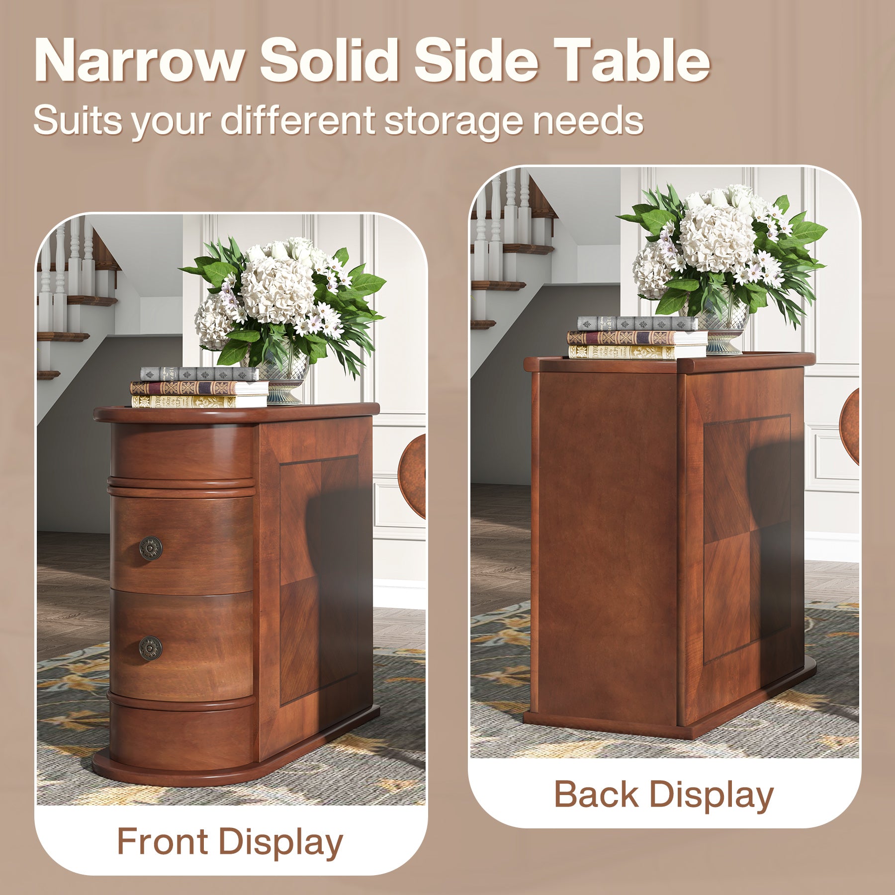 Wood End Table with 2 Drawers